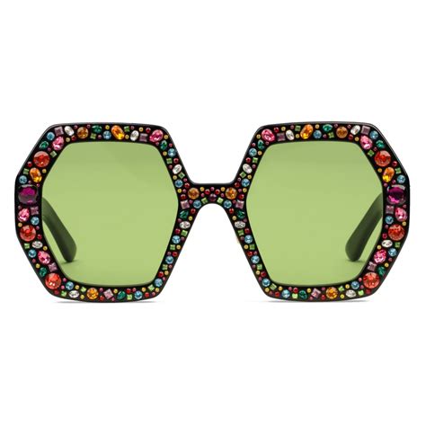 gucci crystal sunglasses green|black Gucci sunglasses.